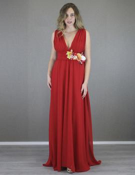 Vestido cintura drapeada en rojo