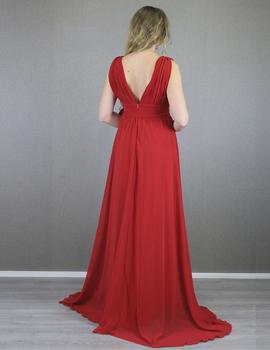 Vestido cintura drapeada en rojo