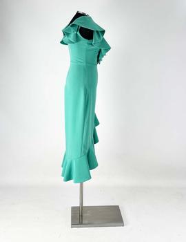 Vestido midi volantes verde agua