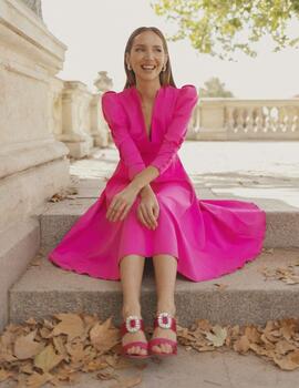 Vestido AMAPOLA midi fucsia