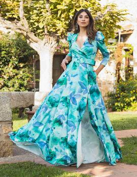 Vestido Lila verde estampado flores