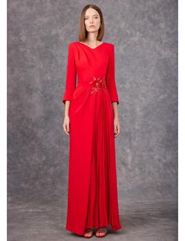 Vestido quilla plisada rojo