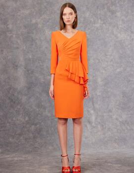 Vestido  volantes naranja