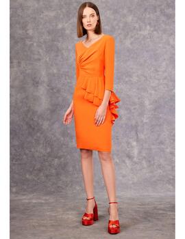 Vestido  volantes naranja