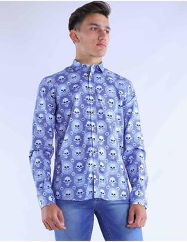 Camisa azul calaveras