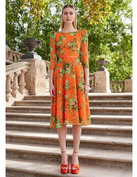 Vestido estampado naranja