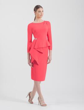 Vestido crepe coral