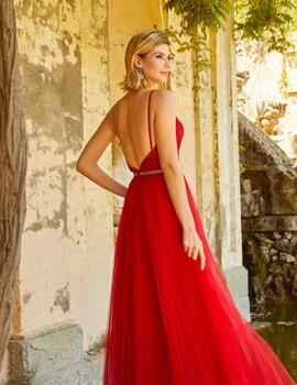 Vestido tul plisado rojo