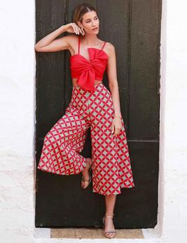 Falda pantalón estampada rojo