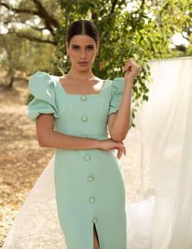 Vestido NICOLE midi abotonadura verde agua