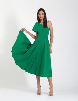 Vestido LIRIO asimétrico capa verde