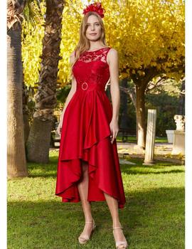 Vestido GARDENIA encaje rojo