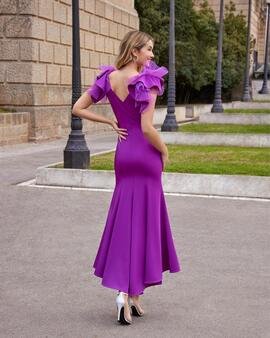 Vestido PEONÍA crepe satinado púrpura