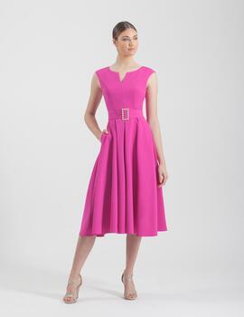 Vestido IRIS midi fucsia