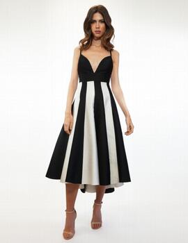 Vestido GARDENIA blanco/negro midi