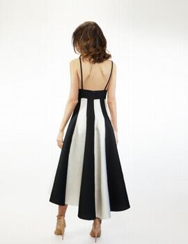 Vestido GARDENIA blanco/negro midi