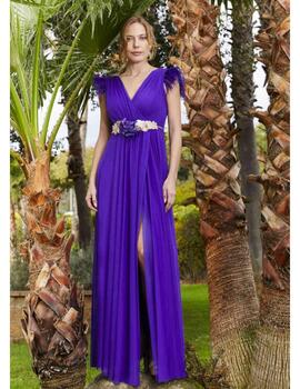 Vestido DAMAS plumas morado