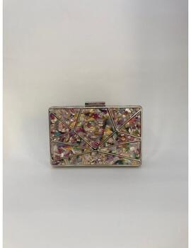 Cartera metálica nácar estampada