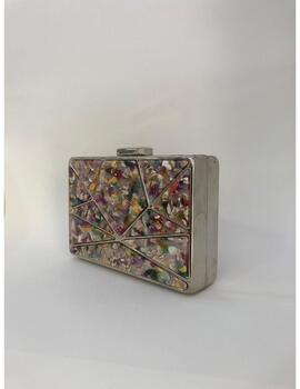 Cartera metálica nácar estampada