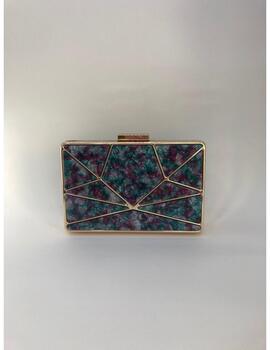 Cartera metálica nácar verde y morado