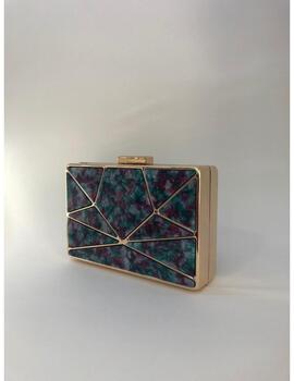 Cartera metálica nácar verde y morado