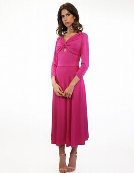 Vestido AITANA midi nudo pecho fucsia