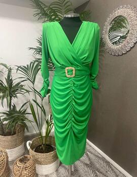 Vestido ELISA punto rizado verde
