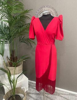 Vestido BELIA flecos rojo