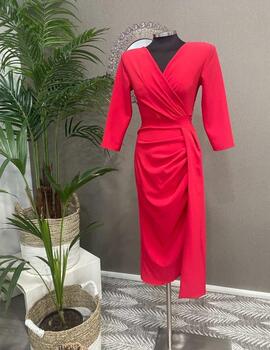 Vestido BELINDA falda tabla rojo