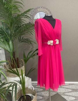 Vestido DAMAS corto fucsia mangas