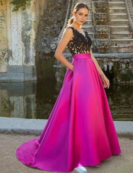 Vestido GIANA mikado fucsia