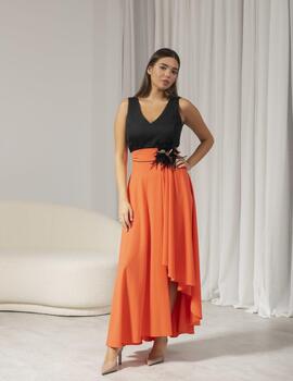 Vestido MILA negro naranja