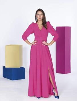 Vestido FIONA botones manga fucsia