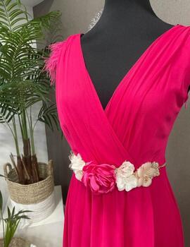 Vestido DAMAS plumas fucsia