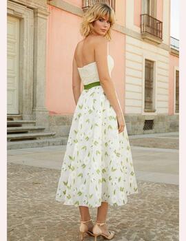 VESTIDO MIDI MARFIL/VERDE