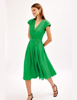 VESTIDO CRUZADO MIDI VERDE