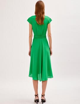 VESTIDO CRUZADO MIDI VERDE