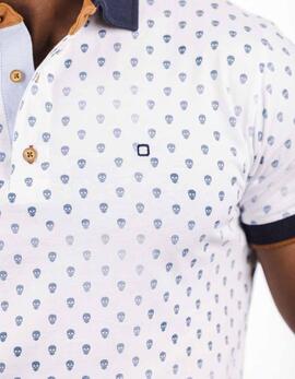 Polo Yellow blanco estampado calaveras