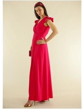 Vestido bambula raso fucsia