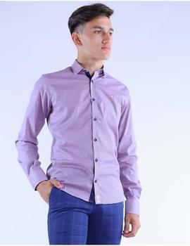 Camisa Slim Fit granate estampada