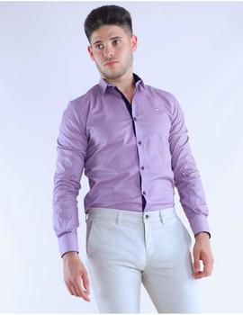 Camisa Slim Fit granate estampada