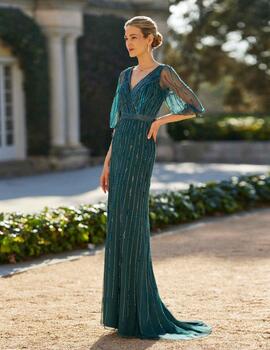 VESTIDO PEDRERIA VERDE AZULADO