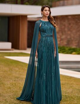 VESTIDO PEDRERIA VERDE AZULADO
