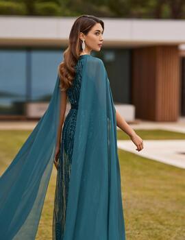 VESTIDO PEDRERIA VERDE AZULADO