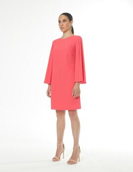 VESTIDO BASICO MANGAS CAPA CORAL