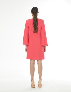 VESTIDO BASICO MANGAS CAPA CORAL