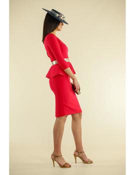 Vestido peplum fresa