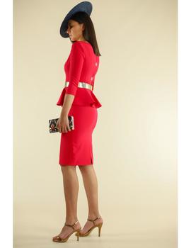 Vestido peplum fresa