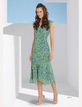 VESTIDO ESTAMPADO MIDI VERDE