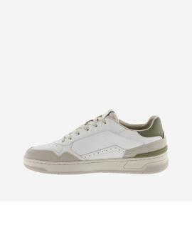 Zapatilla Victoria blanca piso crema talonera verde